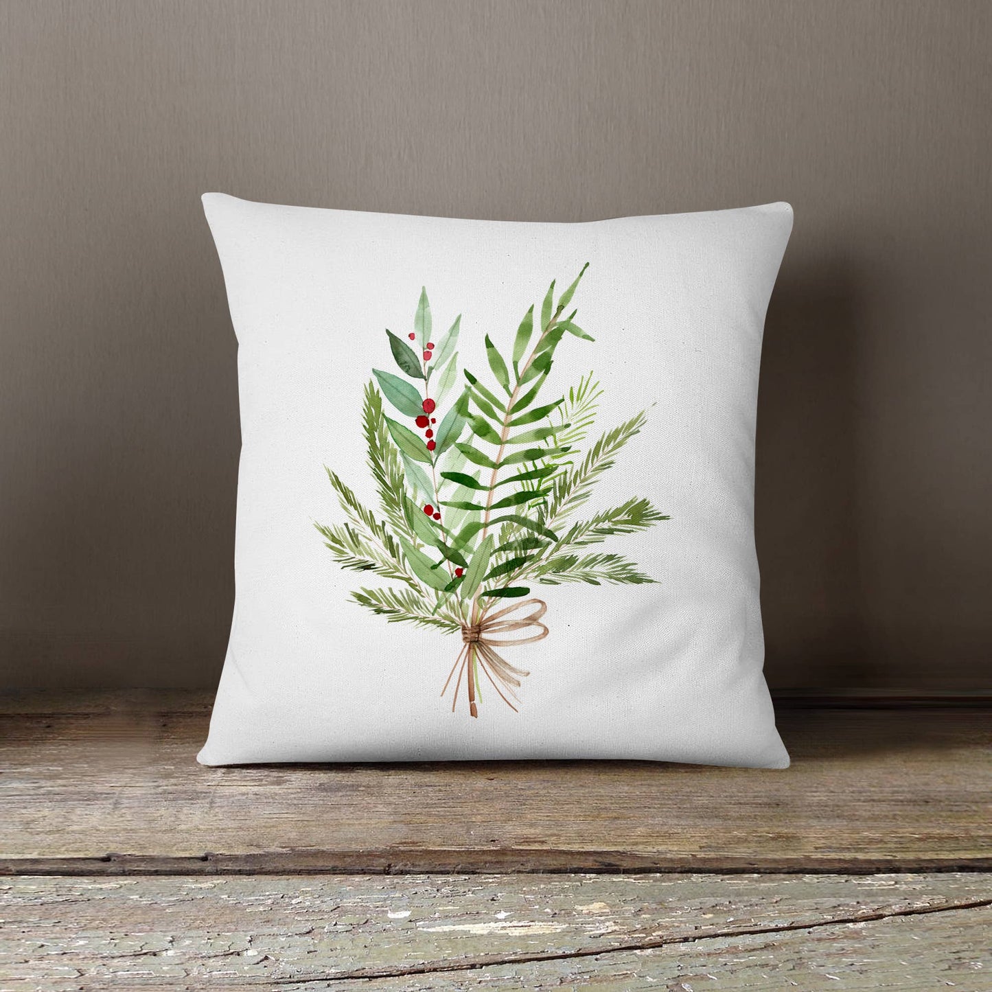 Watercolor Mistletoe Sprigs-Pillow Cover