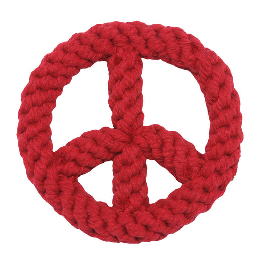Red Peace Sign Rope Toy 7" (One Size)